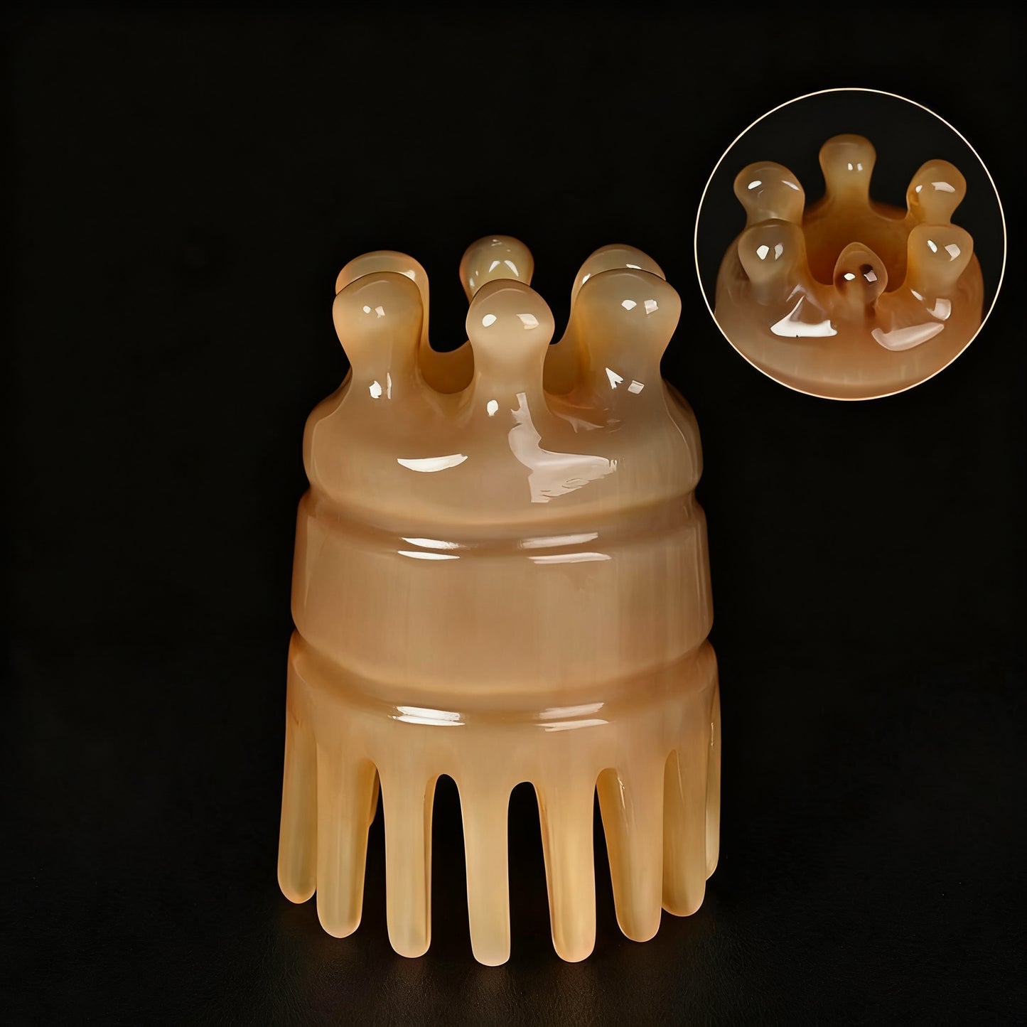 Peigne de massage des méridiens de la tête en corne de bœuf