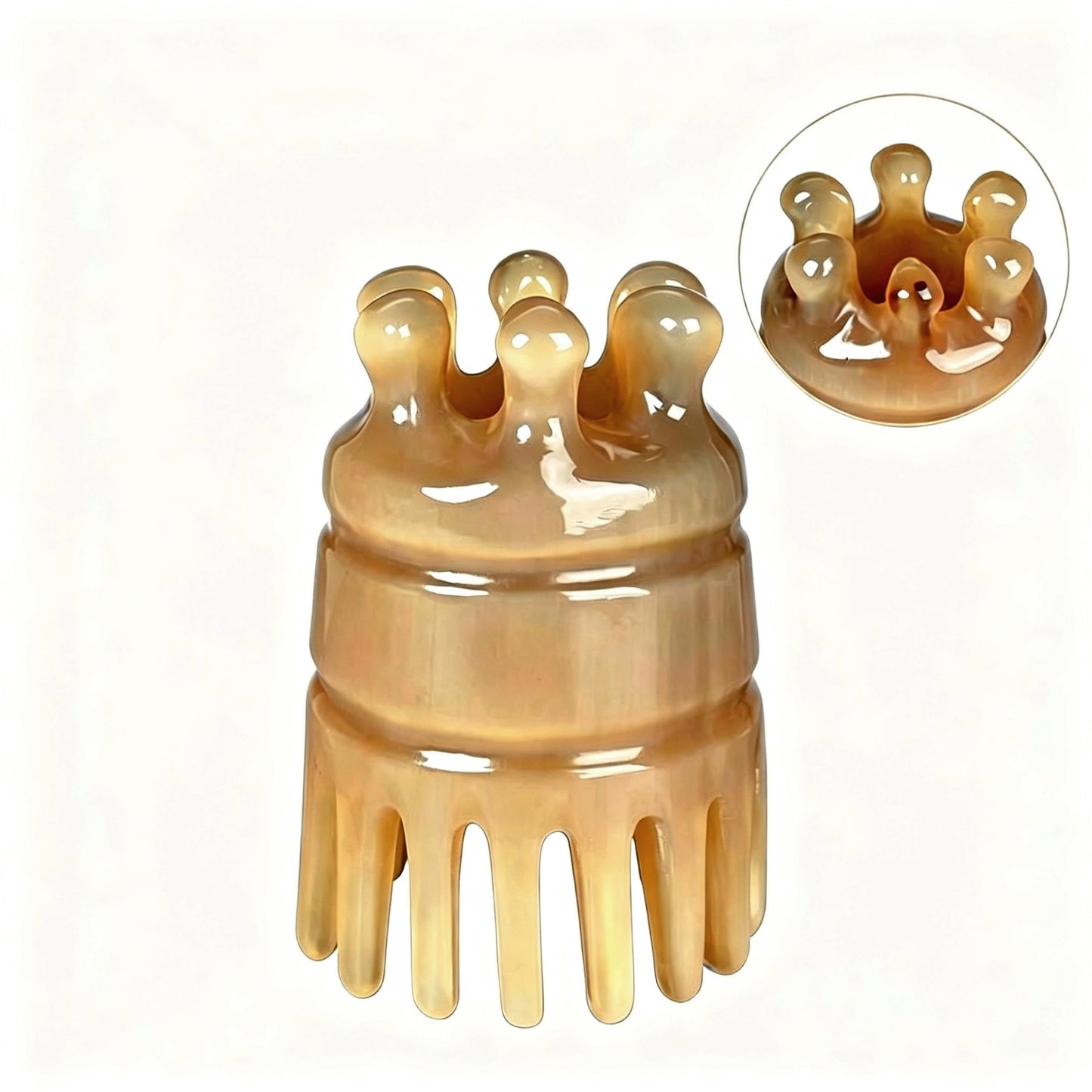 Peigne de massage des méridiens de la tête en corne de bœuf