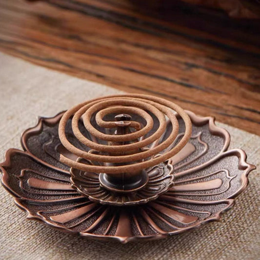 Support d'encens en spirale en forme de lotus
