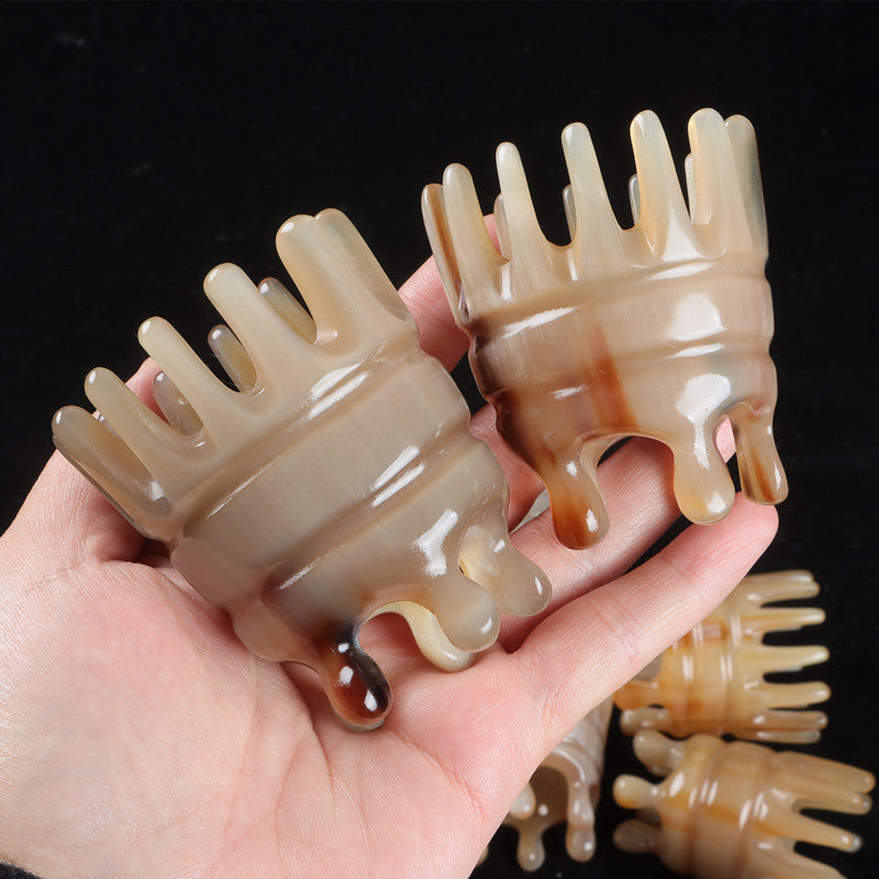 Peigne de massage des méridiens de la tête en corne de bœuf