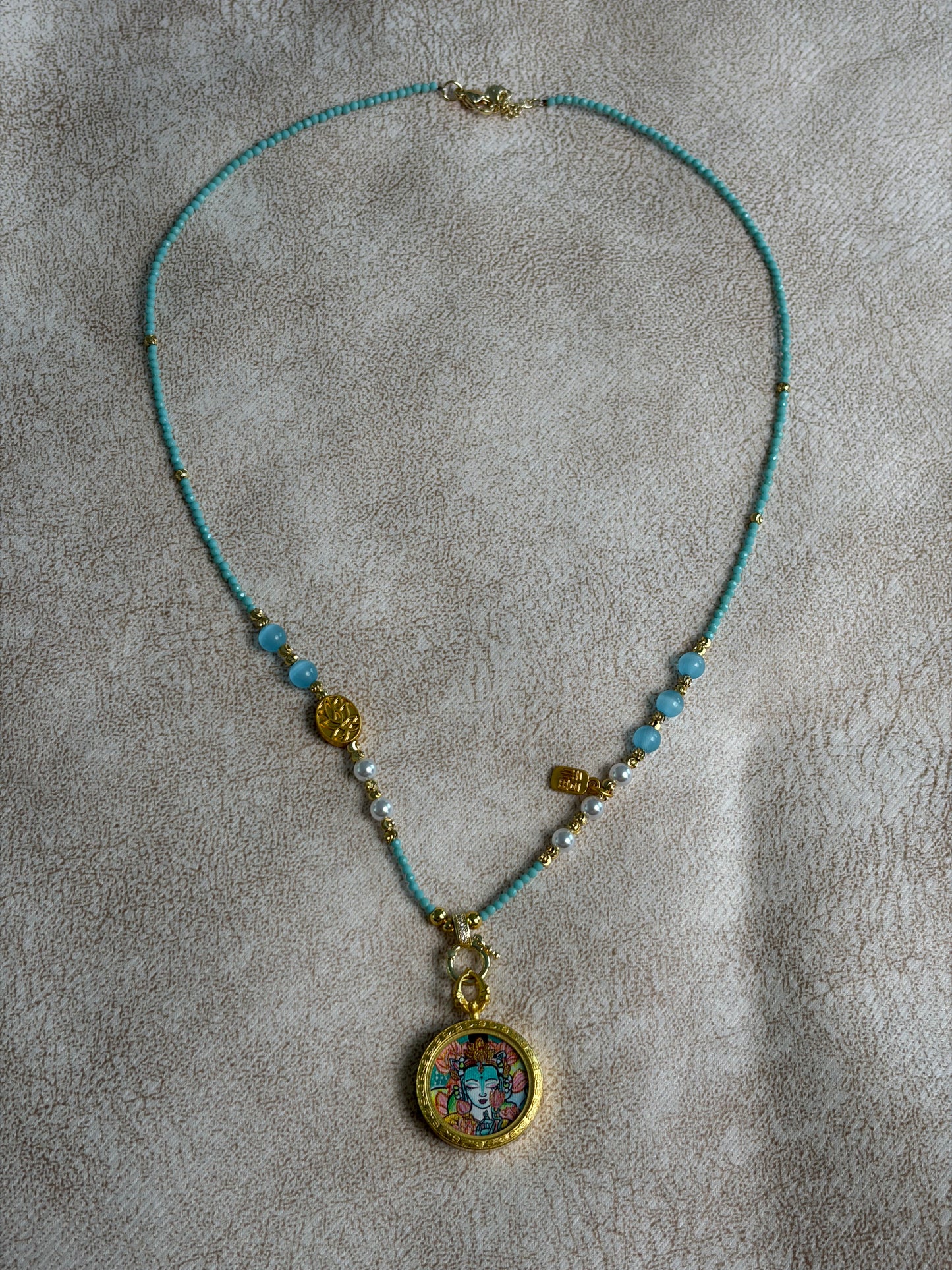 Pendentif Thangka Tara Verte (绿度母)